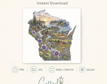 Wisconsin State Flower Wood Violet Watercolor PNG, Clipart, Sublimation Design, Commercial Use & Instant Download
