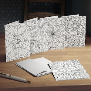 Adult Coloring Cards Set - Multi-Design Stress Relief Art Therapy Gift, Relaxing Creativity for All Ages, 5-Pack