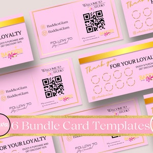 Pink Glam Business Start Up Bundle Kartenvorlagen - DIY bearbeitbare Canva-Vorlagen - Perfekt für Beauty-, Wimpern-, Nagelgeschäft