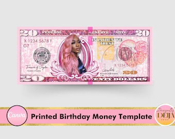 Digital Customized Printed Money Template for Birthdays, Events, Fun Canva Template