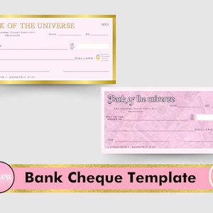 Abundance Cheque - Manifestation Bank of the universe cheque Printable Canva