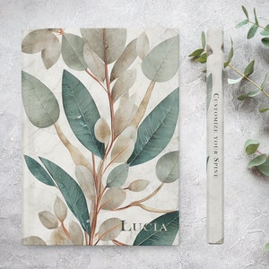 Personalized Notebook, Elven Eucalyptus, Boho Aesthetic Nature Journal | Silky Matte Hardcover Layflat Journal | Writer Gifts for Her