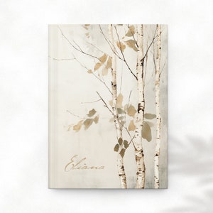 Personalized Journal | Birch Tree Custom Notebook | Elegant Nature Aesthetic Gift for Meditation, Diary, Writing