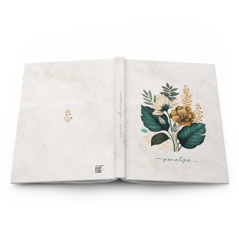 Personalized Journal, Custom Notebook White Floral Name or Quote, Baby ...