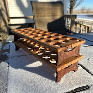 Antique-Inspired Wooden Egg Holder - Stackable farm fresh eggs - Single Unit WhiteOak/Walnut Feet