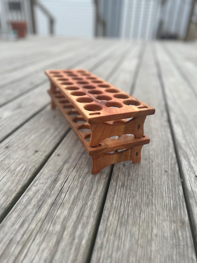 Antique-Inspired Wooden Egg Holder - Stackable farm fresh eggs - Single Unit Cherry