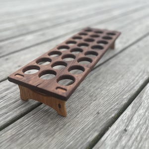 Antique-Inspired Wooden Egg Holder - Stackable farm fresh eggs - Single Unit Walnut/WhiteOak Feet