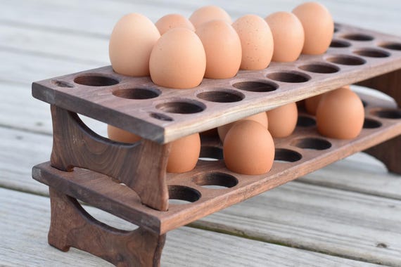 Antique-Inspired Wooden Egg Holder - Stackable farm fresh eggs - Single Unit