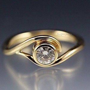 Solitaire Bezel Set Moissanite Diamond Ring, Bezel Set Women Ring, Classic Bezel Set Solitaire Ring, Promise Ring, Anniversary Gift For Her