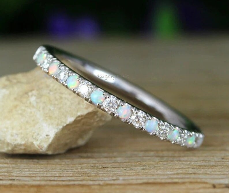 Opal half outlet eternity ring