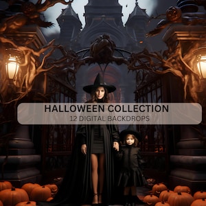 12 Halloween Digital Backdrops for Photography, Digital Background, Pumpkins Backdrops, Composite Digital Background