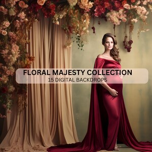 15 Floral Digital Backdrops: Maternity Photography Overlays (8000x8000px)
