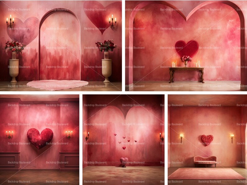 25 Valentine's Day Backdrops, Digital Backdrop Photography,
