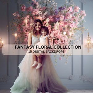 15 Fantasy Floral Digital Backdrops,Maternity Digital Overlays,Photoshop Overlay, Photography Digital Background,Kids, Wedding Portrait