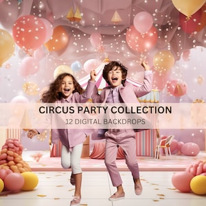 12 Circus Digital Backdrops, Children&#39;s Photography, Digital Photography Background,  Instant Download, Fantasy Backdrop