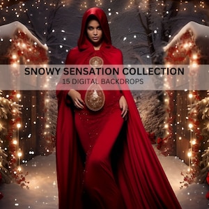 Snowy Christmas Photography Backdrop: Winter Scene (Digital Download)