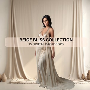 15 Beige Minimalist Digital Backdrops, Maternity Backdrop Overlays, Studio Backdrop Overlays, Photoshop Overlays