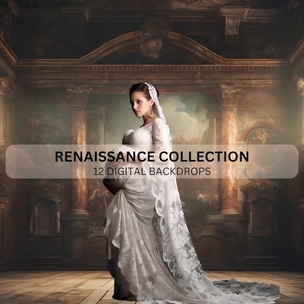 12 Renaissance Backdrops, Old World Masters Studio Digital Photography Backdrops, Photoshop Overlays, Studio Backdrops For Photographers