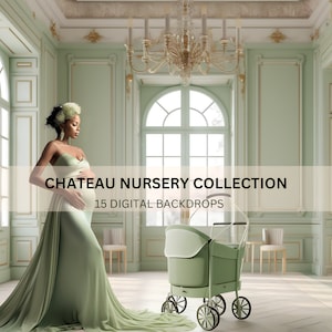 15 Digital Backdrops, French Chateau Nursery, Maternity Backdrop Overlays, Photography Digital Backgrounds, Photoshop Textures Overlays