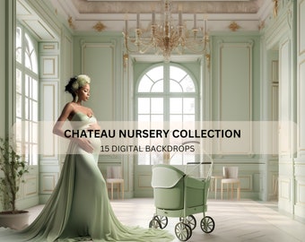15 Digital Backdrops, French Chateau Nursery, Maternity Backdrop Overlays, Photography Digital Backgrounds, Photoshop Textures Overlays