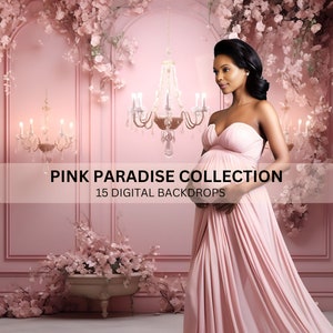 15 Pink Floral Digital Backdrops, Maternity Backdrop Overlays, Studio Backdrop Overlays, Fine Art Textures, Photoshop Overlays