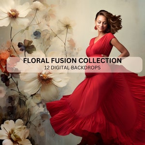 12 Fine Art Floral Digital Backdrops, Photography Digital Background Overlays, Photoshop Textures Overlays, Maternity Backdrops