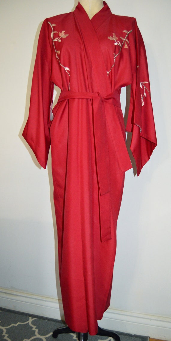 VTG ICHIBAN Red Geisha Embroidered Robe with high 