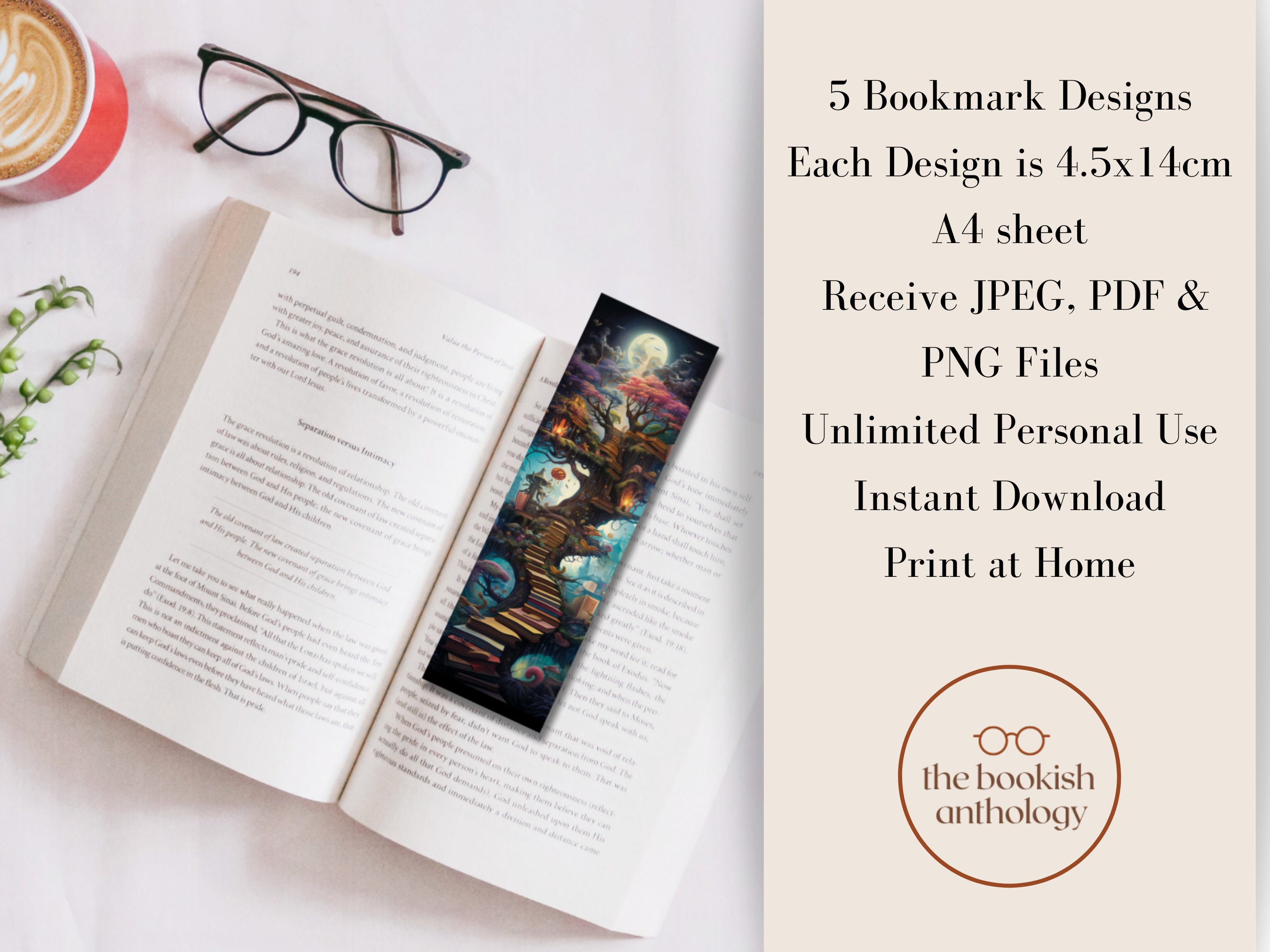 Set of 5 Fantasy World Printable Bookmarks Printable Fantasy Bookmark ...