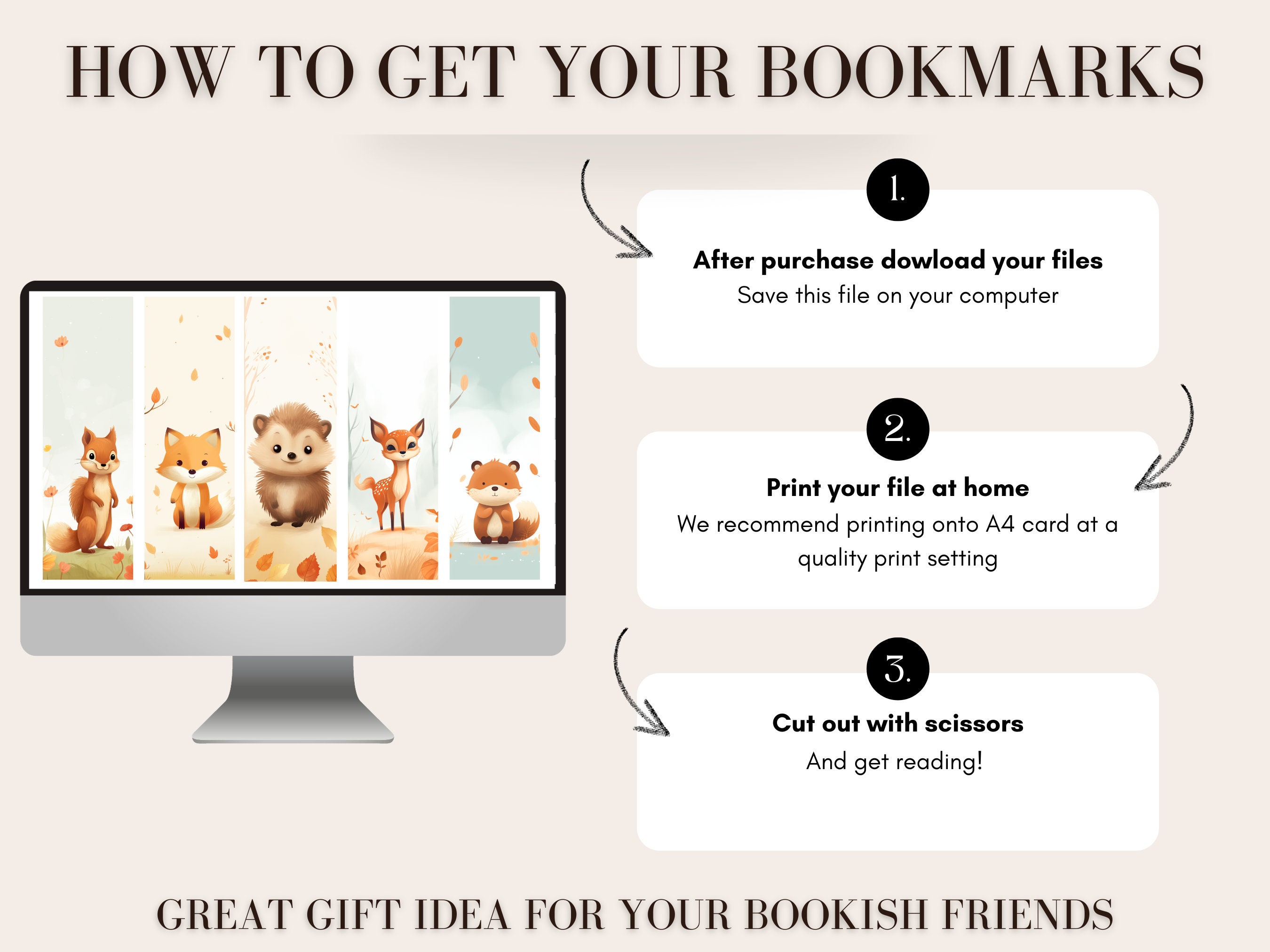 5 Cute Animals Printable Bookmark | Bookmark Printable for Animal ...