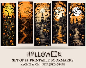 Set of 15 Halloween printable bookmark halloween bookmark halloween printable for kids halloween bookmark printable spooky bookmark