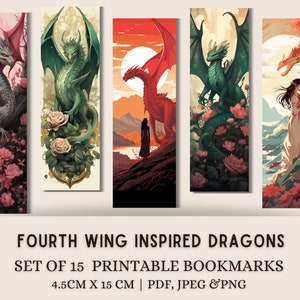 Marcapáginas del Dragón de la Cuarta Ala: Láminas de Arte Fantástico (Descarga Digital)