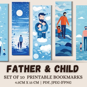 Father&#39;s Day Bookmarks: Set of 10 Printable Designs (Digital Download)
