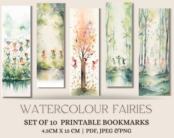 Watercolor Fairy Bookmarks: Fantasy Bookmark Bundle (Digital Download)
