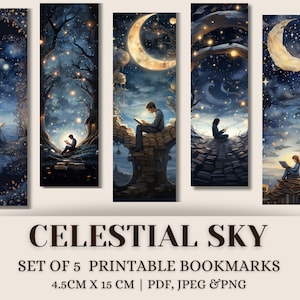 Celestial Bookmarks: Moon & Stars Reader Gift (digitale download)