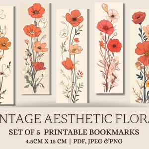 Vintage Floral Printable Bookmark | Vintage Bookmark Printable | Floral Bookmark | Bookmark for Her | DIY Bookmark | Print at Home