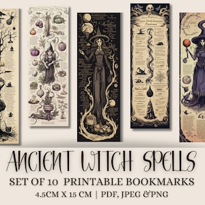 Witchy Printable Bookmark | Witch Bookmark | Wicca Gifts | Halloween Gift | Spell Book | Pagan Gift Idea | Halloween Bookmark Printable