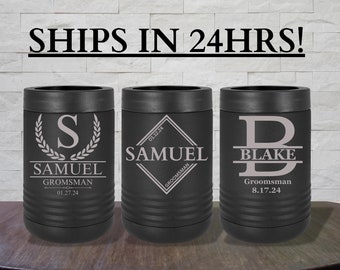 Groomsmen Proposal / Personalized Stainless Steel Can Cooler Engraved Tumbler / Groomsmen Gifts / Beer Can Holder / Bachelor Party Gift Guy
