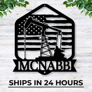 Metal Oil Field Sign / Personalized Oilfield Decor / Metal Wall Art / Pump Jack Sign / Oil Field Sign / Oil Rig Sign / Man Cave Decor / Gift