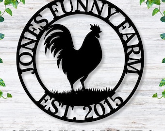 Personalized Metal Chicken Coop Sign with Family Name and Established Date – Custom Farmhouse Decor / Chicken Coop Sign / Farmhouse Decor