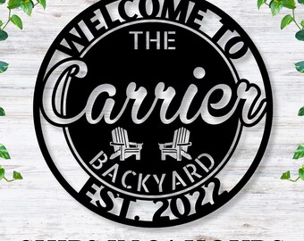 Personalized Metal Backyard Sign with Custom Family Name and Established Date – Outdoor Patio Decor / Backyard Sign / Yard Decor / Last Name