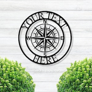 Personalized Metal Compass Sign - Custom Nautical Wall Art | Adventure Gift | Rust-Proof Outdoor & Indoor Decor