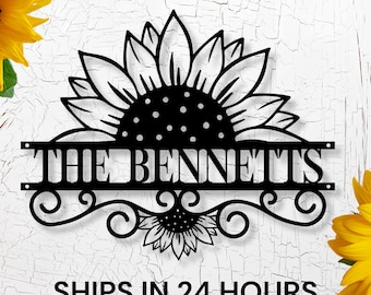 Personalized Sunflower Family Name Metal Sign / Custom Sunflower Sign / Personalized Sign / Sunflower Last Name Sign / Last Name Sign / Gift