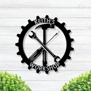 Personalized Metal Work Shop Sign / Personalized Fathers Day Sign / Personalized Sign / Work Shop Sign/ Fathers Day Gift / Gift For Dad