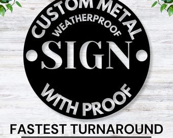 Custom Metal Sign with Logo, Personalized Outdoor Sign, Custom Bar Sign, Custom Circle Sign, Waterproof Store Sign, Large Commercial Sign