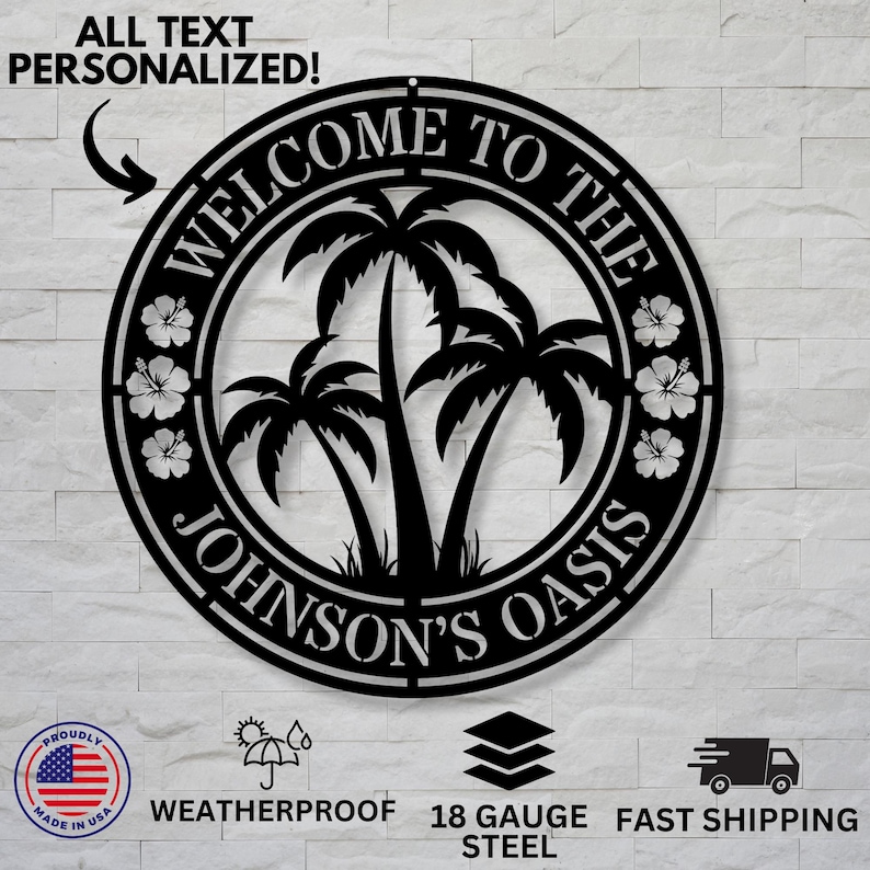Personalized Metal Backyard Oasis Sign - Custom Outdoor Wall Art | Rust ...
