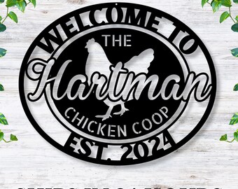 Personalized Metal Chicken Coop Sign with Family Name and Established Date – Custom Farmhouse Decor / Chicken Coop Sign / Farmhouse Decor