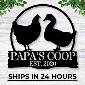 Custom Metal Chicken Coop Sign / Personalized Farmhouse Decor / Bird Coop Nameplate / Outdoor Chicken Sign / Rustic Metal Chicken Decor
