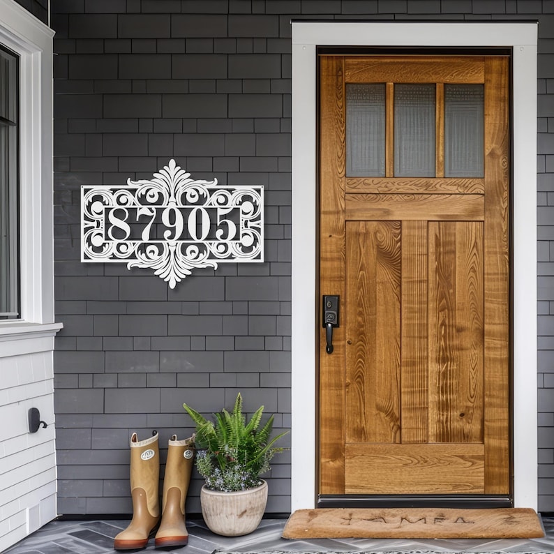 Personalized Metal Scrollwork Address Sign – Customizable House Number ...