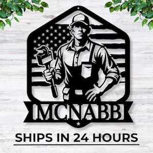 Personalized Metal Plumber Sign | Custom Plumber Business Sign | Plumber Shop Metal Wall Decor | Custom Plumbing Sign | Unique Plumber Gift