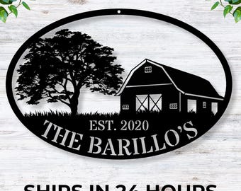 Personalized Metal Farm Sign | Custom Farmhouse Decor | Farm Name Sign | Outdoor Rustic Metal Ranch Sign | Barn Gate Plaque | Custom Farm